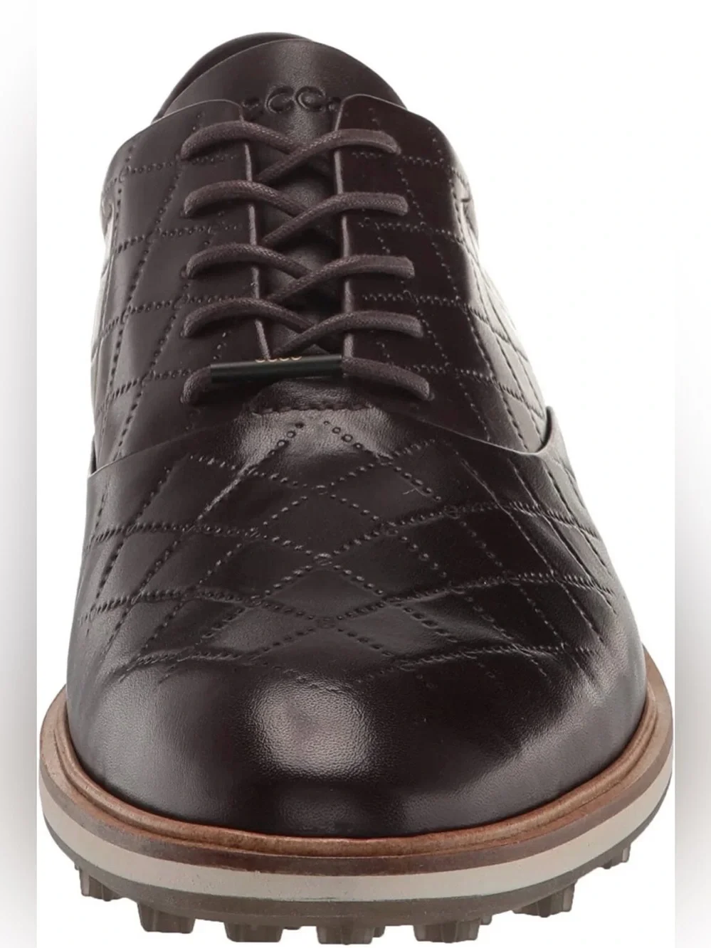 ECCO Classic Golf Brown Leather Spikeless Shoes 11.5 Quilted